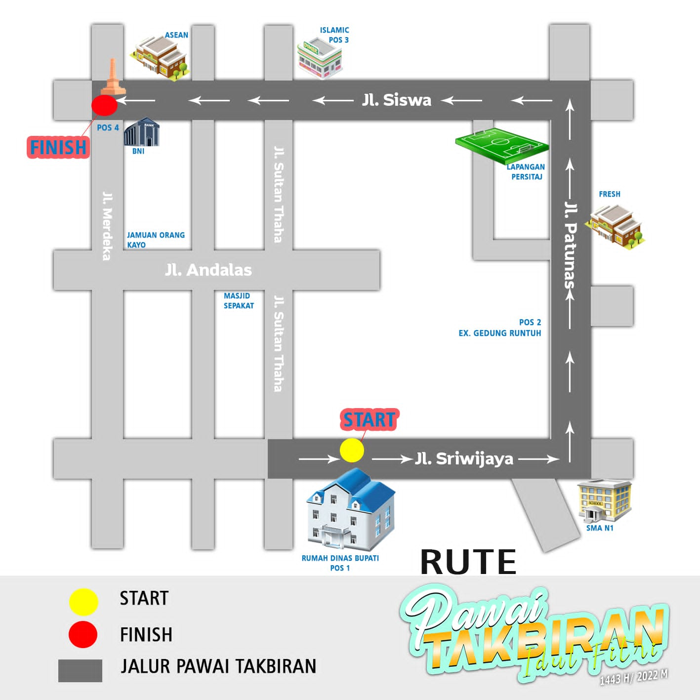 Saksikan Penyerahan Hadiah Pemenag Pawai Arakan Sahur 1443 H dan Berikut Rute Yang Akan Dilalui Peserta Pawai Takbiran