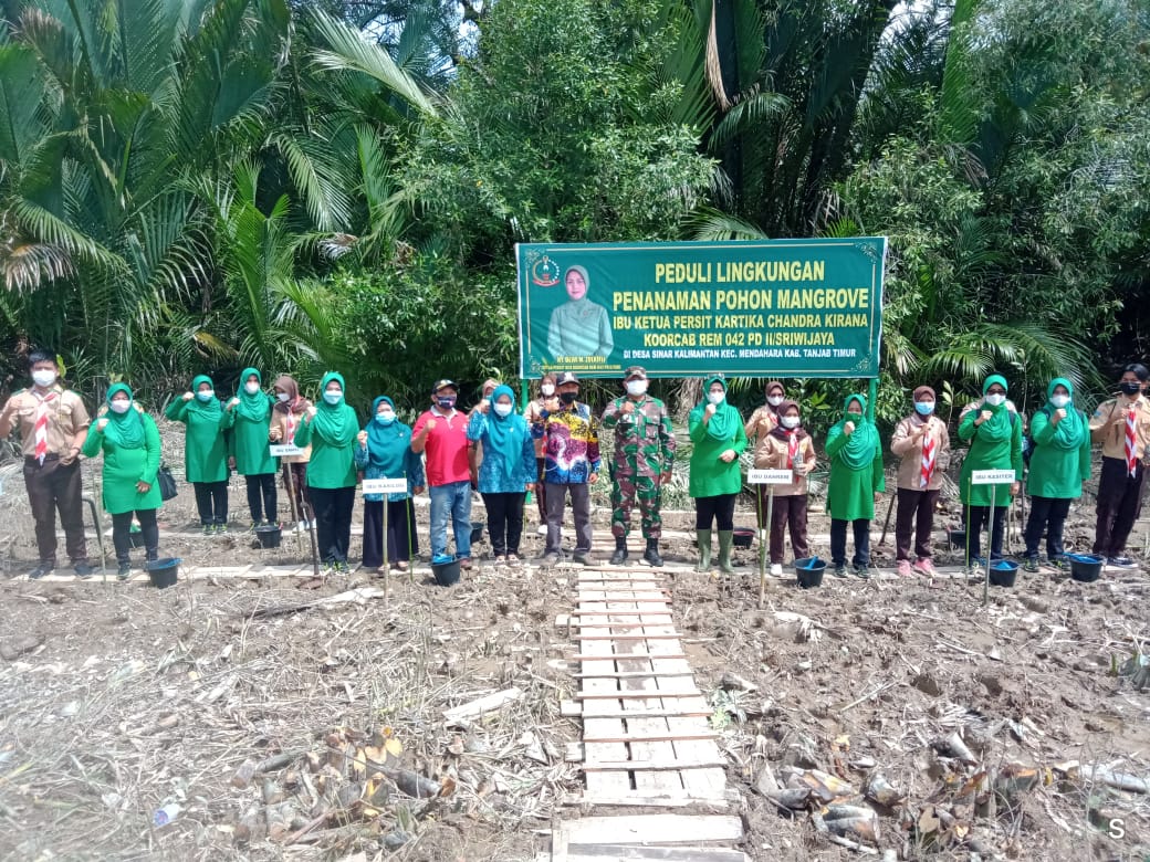 Peduli Lingkungan, Persit KCK Koorcab Rem 042 Tanam Mangrove