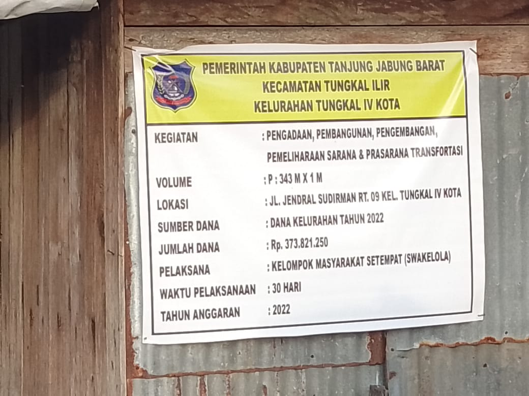 Kelurahan Tungkal IV Kota Terkesan Curi Start Kerjakan Kegiatan DAU