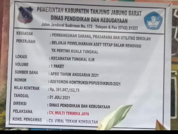 Sekretaris KNPI Tanjabbar Sorot Pekerjaan Rehab TK Pertiwi Sekretaris KNPI Tanjabbar Sorot Pekerjaan Rehab TK Pertiwi