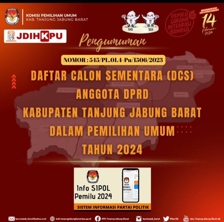 Pengumuman Daftar Calon Sementara Anggota DPRD Tanjab Barat Pada Pemilu 2024