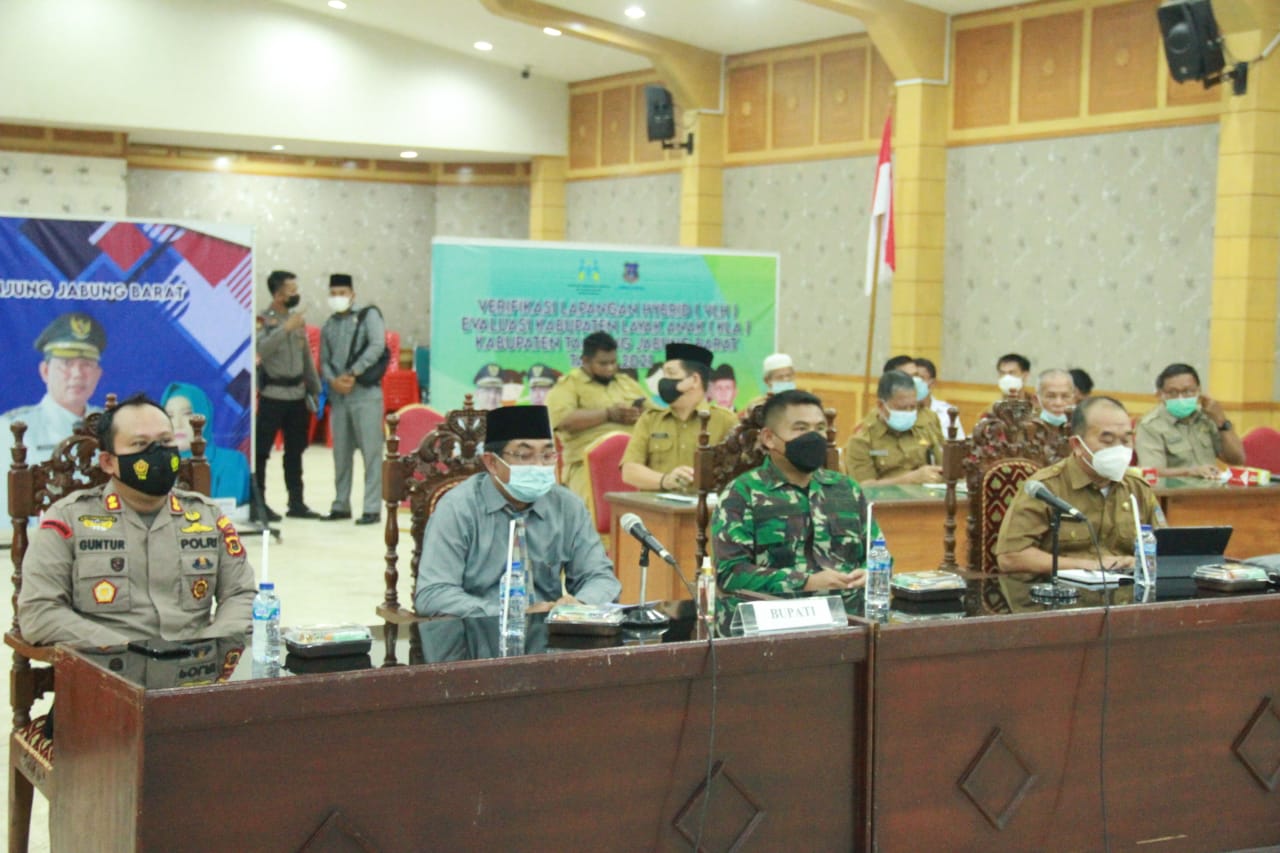 Bupati, Dandim dan Kapolres Hadiri Verifikasi Lapangan Hybrid KLA Tanjabbarat Secara Virtual