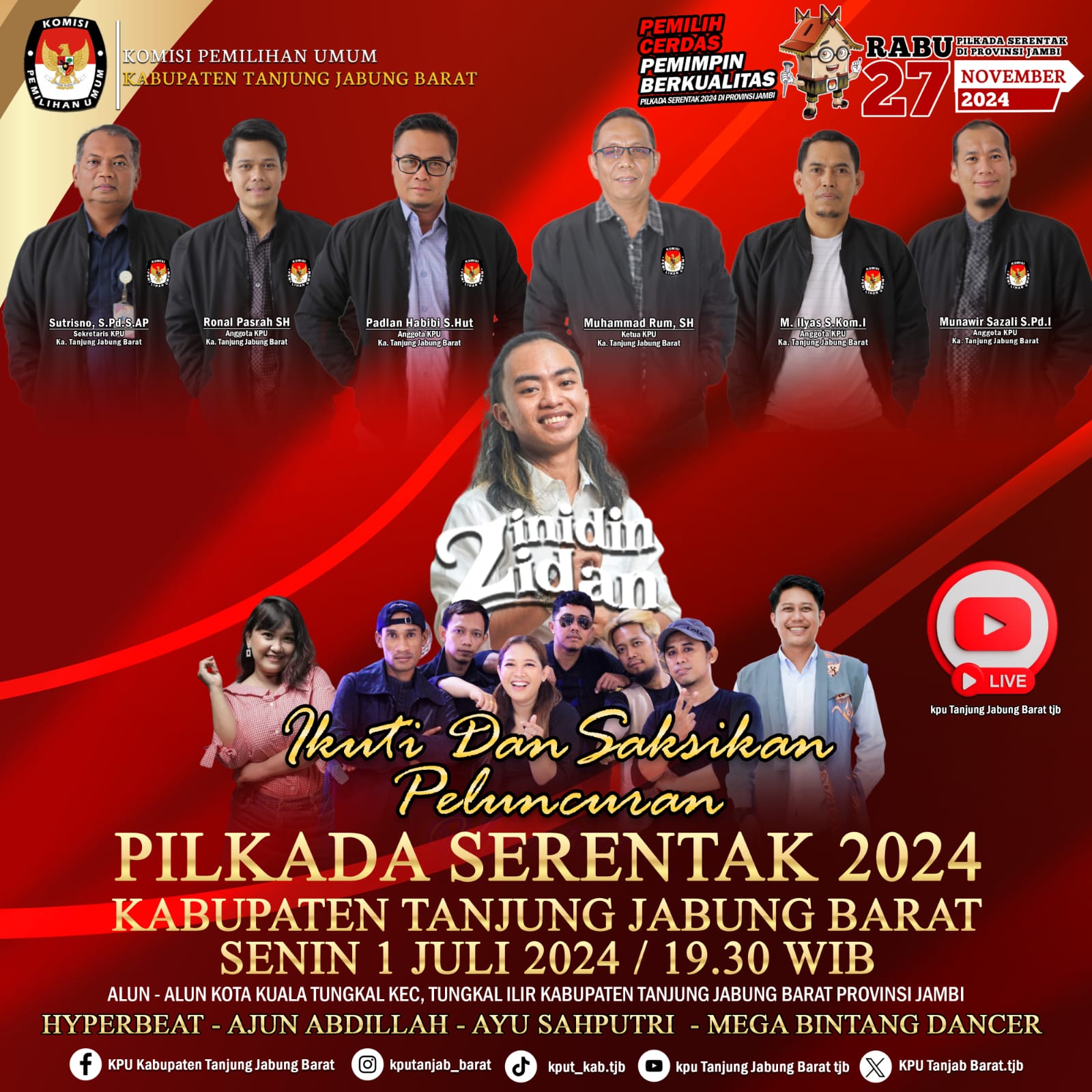 Ikuti dan Saksikan Peluncuran Pilkada Serentak 2024 KPU Tanjab Barat