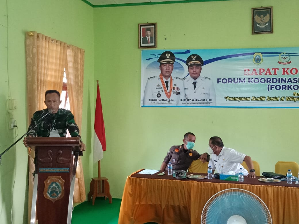 Pabung Kodim Tanjab Ikuti Rakor Penanganan Konflik Sosial Bersama Forkopimda Tanjabtim 