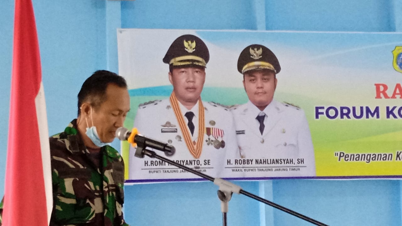 Pabung Kodim 0419/Tanjab Ikuti Rakor Forkopimda Tentang Penanganan Konflik Sosial